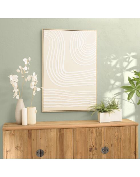Décoration murale C - 83x123cm lignes abstraites, cadre naturel