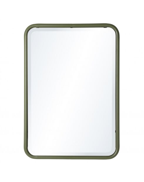 Miroir rectangulaire angles arrondis en métal vert