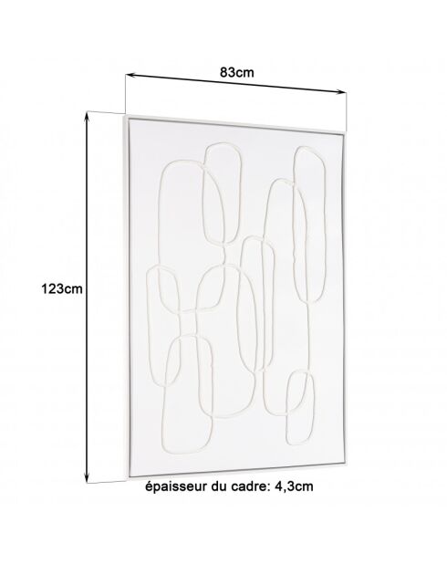 Décoration murale 83x123cm lignes abstraites n°2, cadre blanc