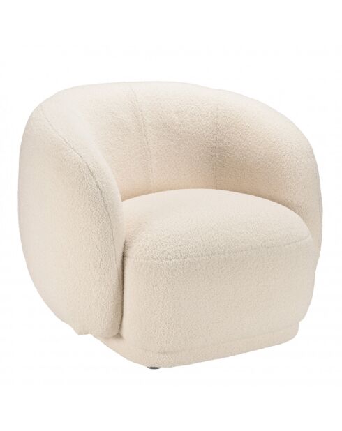 LEOPOLD - Fauteuil arrondi en tissu bouclette écru