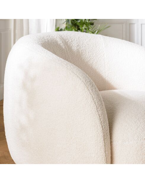 LEOPOLD - Fauteuil arrondi en tissu bouclette écru