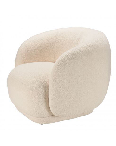 LEOPOLD - Fauteuil arrondi en tissu bouclette écru