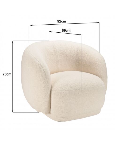 LEOPOLD - Fauteuil arrondi en tissu bouclette écru
