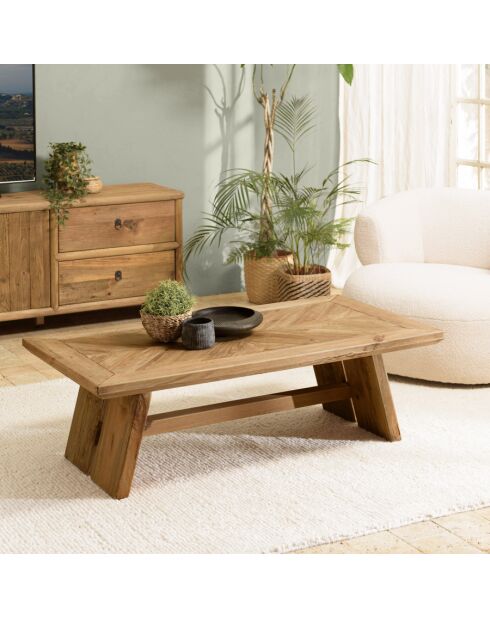 ANDRIAN - Table basse rectangulaire 130x70cm bois pin recyclé