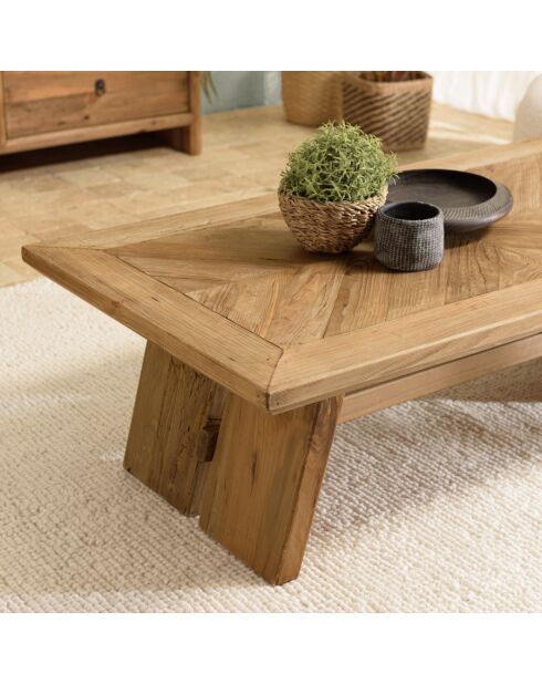 ANDRIAN - Table basse rectangulaire 130x70cm bois pin recyclé