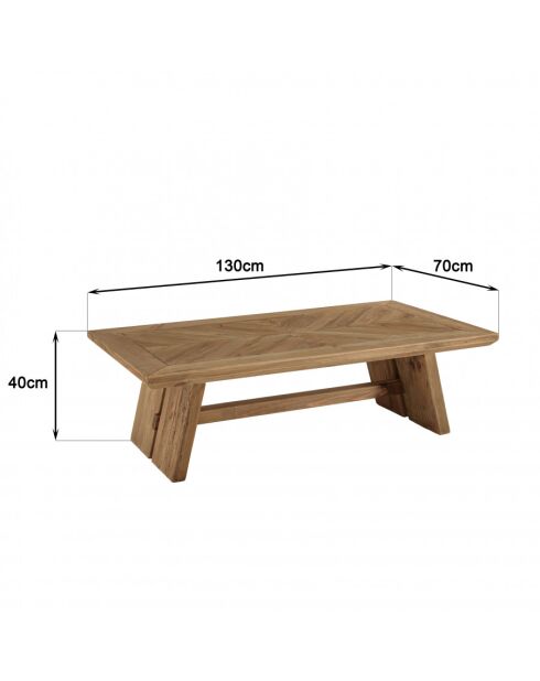 Table basse rectangulaire 130x70cm bois pin recyclé SANDY