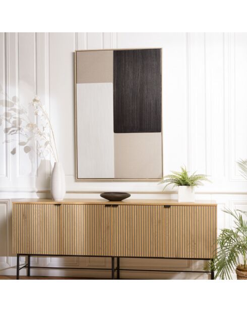 Décoration murale 83x123cm mix matières, cadre bicolore