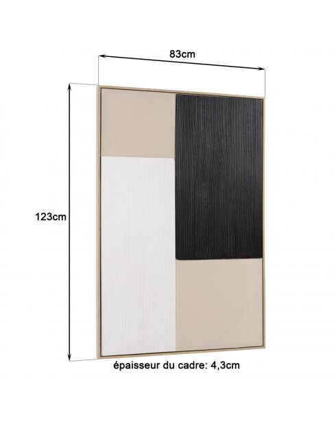 Décoration murale 83x123cm mix matières, cadre bicolore