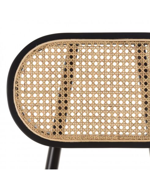 PIERRE - Lot de 2 chaises bois noir, assise et dossier en rotin naturel