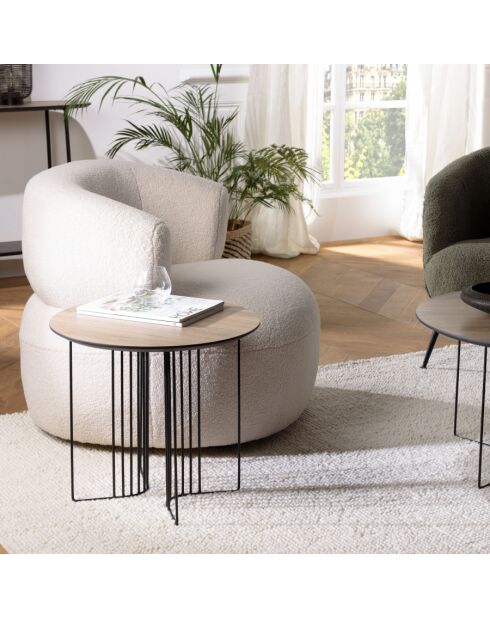 FLEUR - Table d'appoint biseautée 50x50cm mocha pieds graphiques métal