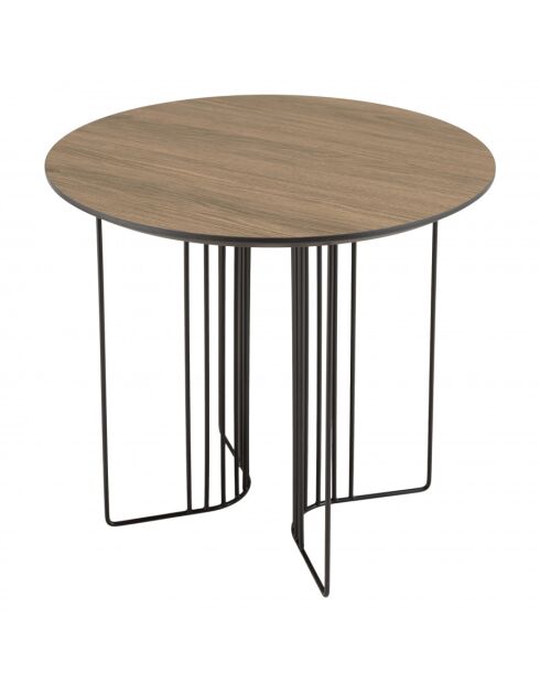 FLEUR - Table d'appoint biseautée 50x50cm mocha pieds graphiques métal
