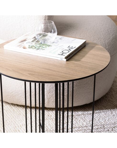 FLEUR - Table d'appoint biseautée 50x50cm mocha pieds graphiques métal