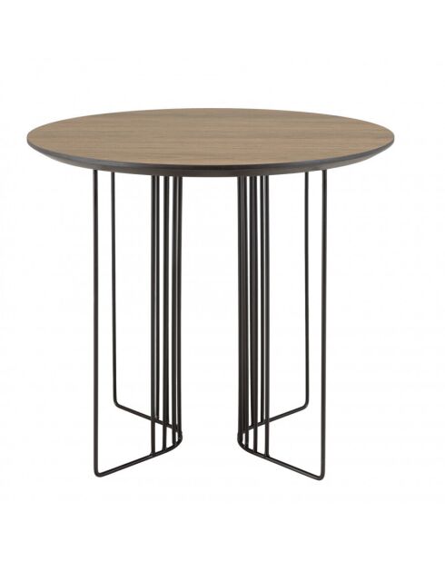 FLEUR - Table d'appoint biseautée 50x50cm mocha pieds graphiques métal