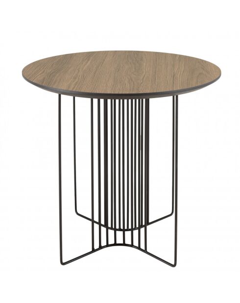 FLEUR - Table d'appoint biseautée 50x50cm mocha pieds graphiques métal
