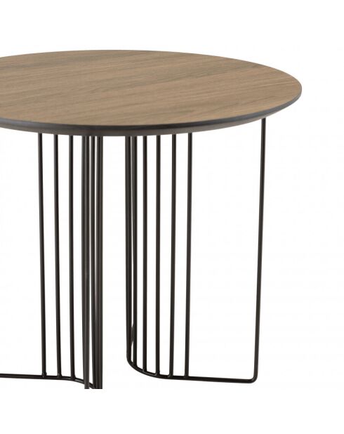 Table d'appoint biseautée 50x50cm mocha pieds graphiques métal