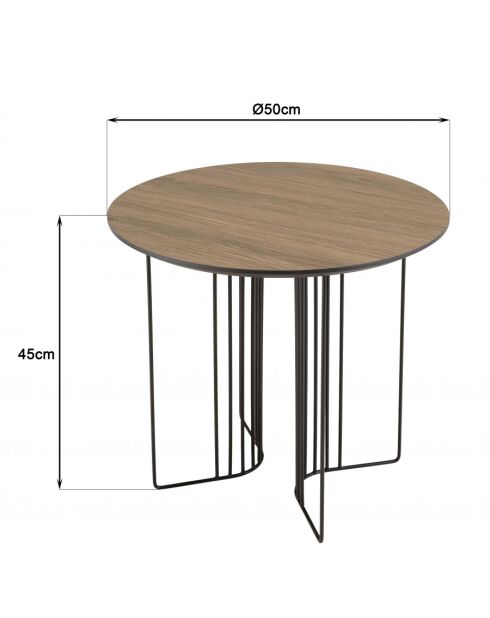 FLEUR - Table d'appoint biseautée 50x50cm mocha pieds graphiques métal