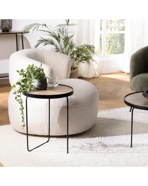 FLEUR - Table d'appoint ronde 40x40cm mocha pieds asymétriques métal