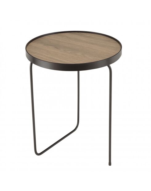 FLEUR - Table d'appoint ronde 40x40cm mocha pieds asymétriques métal