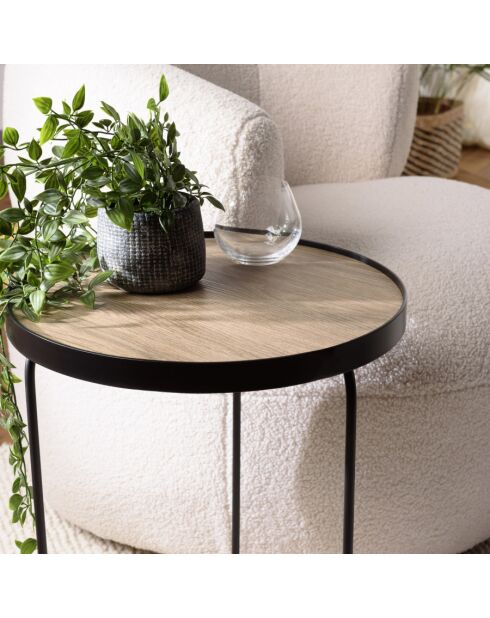 FLEUR - Table d'appoint ronde 40x40cm mocha pieds asymétriques métal