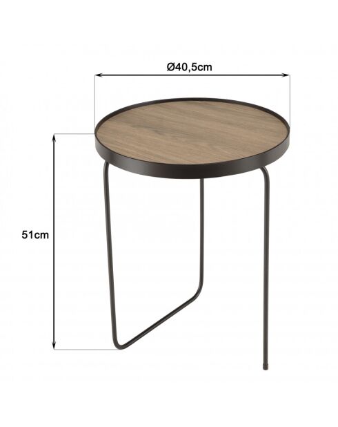 Table d'appoint ronde 40x40cm mocha pieds asymétriques métal