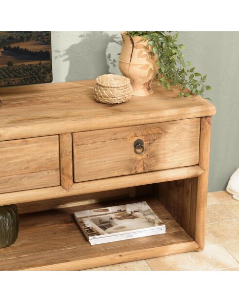 ANDRIAN - Tv-meubel met 4 laden, 1 nis, lengte 200 cm, gerecycled grenenhout