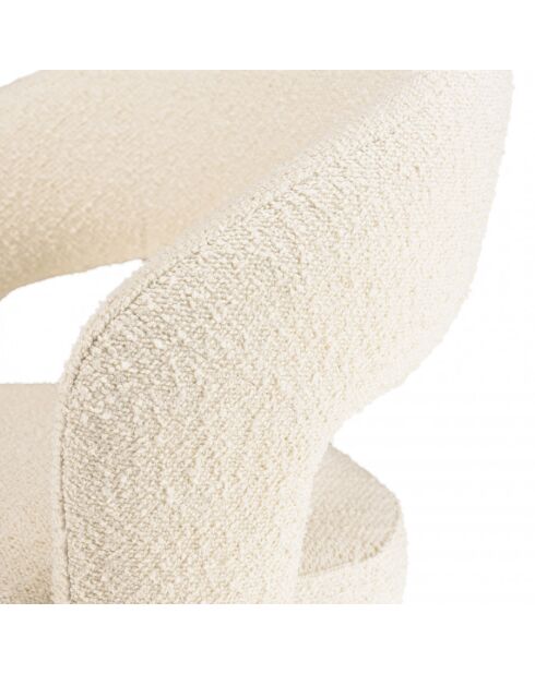 PIERRE - Chaise en tissu bouclette écru, dossier ouvert, pieds en bois