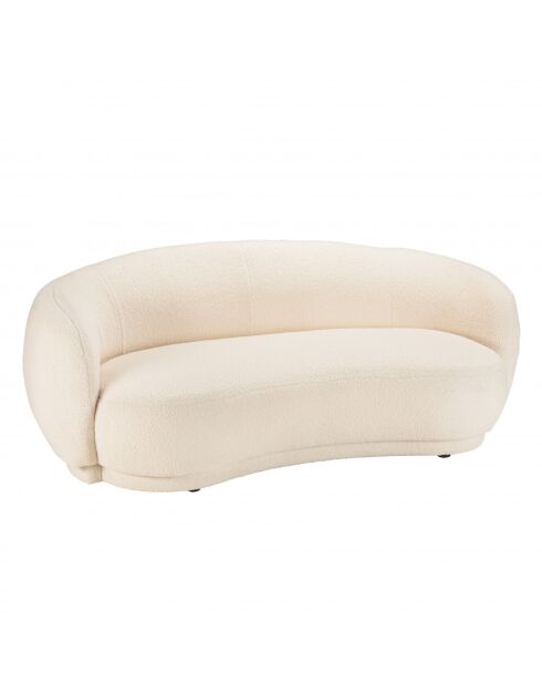 LEOPOLD - Canapé haricot 3 places en tissu bouclette écru