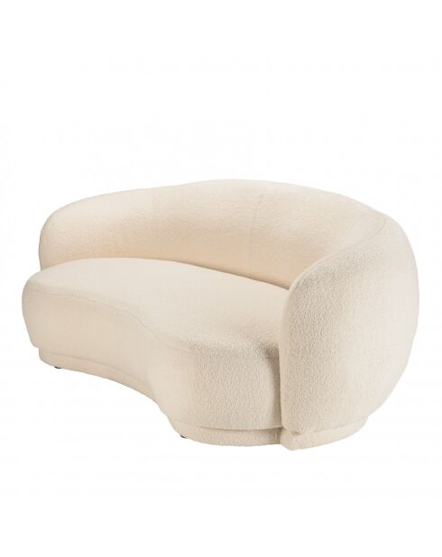 LEOPOLD - Canapé haricot 3 places en tissu bouclette écru