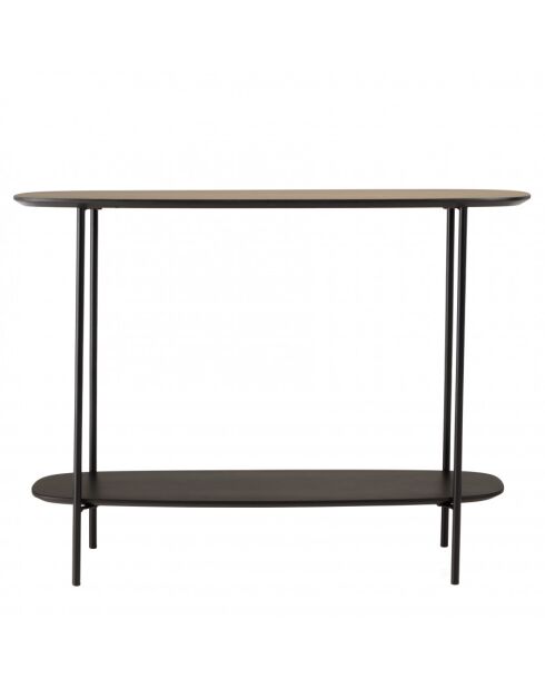 FLEUR - Console 2 plateaux 100x30cm bi-matière mocha/noir pieds métal