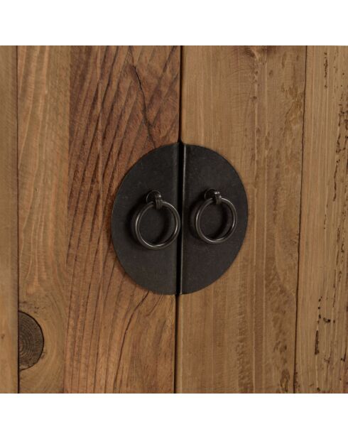 ANDRIAN - Meuble TV 2 tiroirs 2 portes, longueur 155cm bois pin recyclé