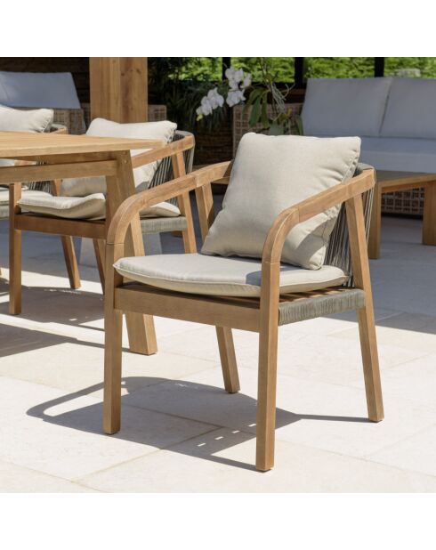 CELESTIN - Lot de 2 fauteuils acacia/cordage synth. vert sapin