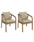 CELESTIN - Lot de 2 fauteuils acacia/cordage synth. vert sapin