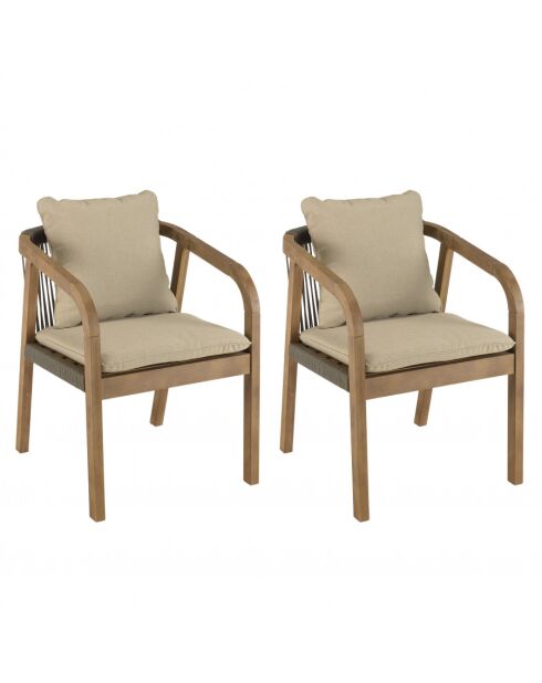 CELESTIN - Lot de 2 fauteuils acacia/cordage synth. vert sapin