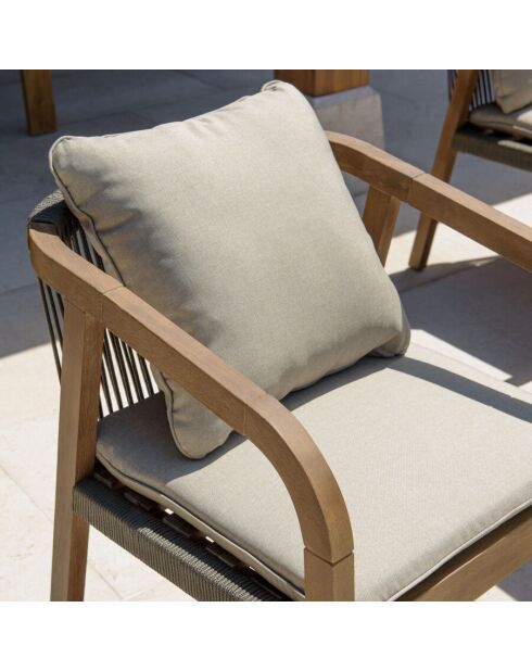 CELESTIN - Lot de 2 fauteuils acacia/cordage synth. vert sapin