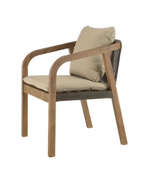 CELESTIN - Lot de 2 fauteuils acacia/cordage synth. vert sapin