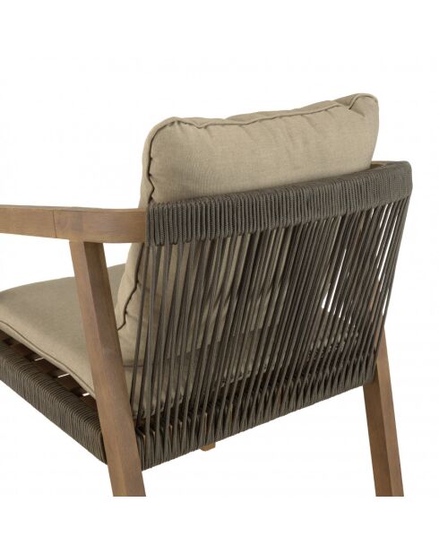 CELESTIN - Lot de 2 fauteuils acacia/cordage synth. vert sapin