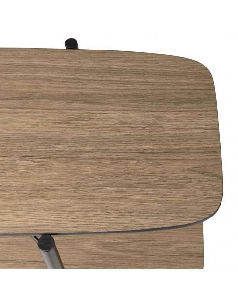 FLEUR - Console double plateau 120x33cm couleur mocha pieds métal noir