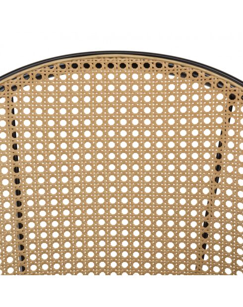 LEA - Lot de 2 tabourets d'ilot assise tissu noir dossier effet cannage