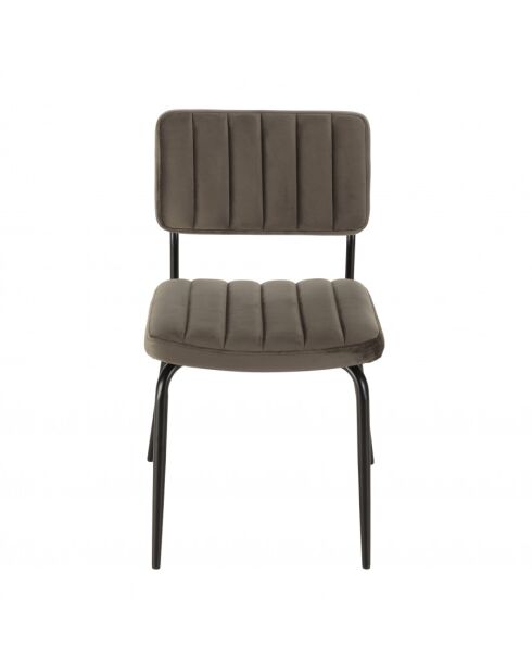 ALBANE - Lot de 2 chaises velours gris foncé pieds en métal noir