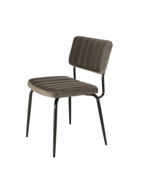 ALBANE - Lot de 2 chaises velours gris foncé pieds en métal noir