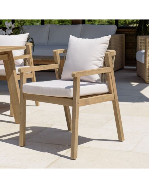 CELESTIN - Lot de 2 fauteuils acacia/cordage synth. beige