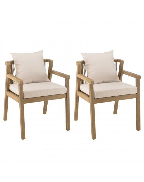 CELESTIN - Lot de 2 fauteuils acacia/cordage synth. beige