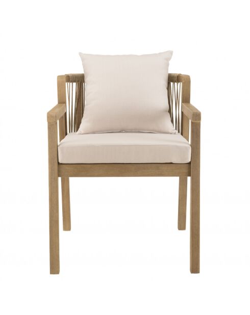 CELESTIN - Lot de 2 fauteuils acacia/cordage synth. beige