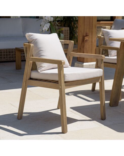 CELESTIN - Lot de 2 fauteuils acacia/cordage synth. beige