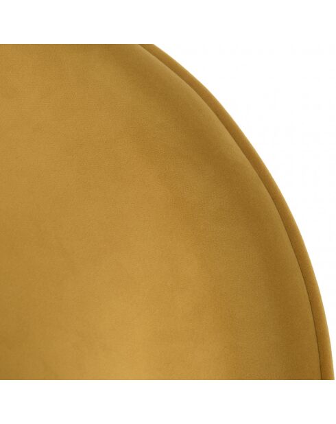 ALBANE - Fauteuil tissu velours jaune moutarde pieds croisés métal noir