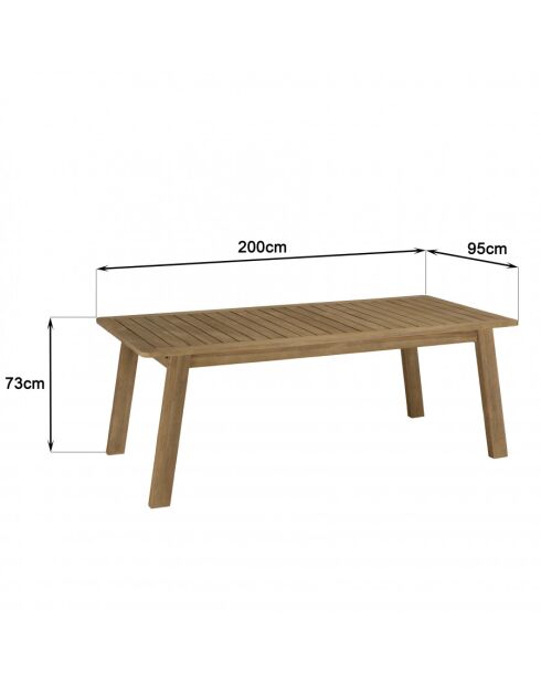 CELESTIN - Table à manger de jardin en acacia 200x95cm