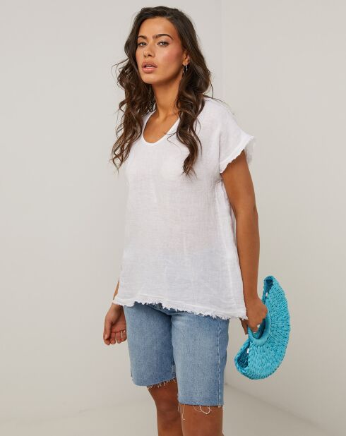 Witte top van 100% linnen Axel