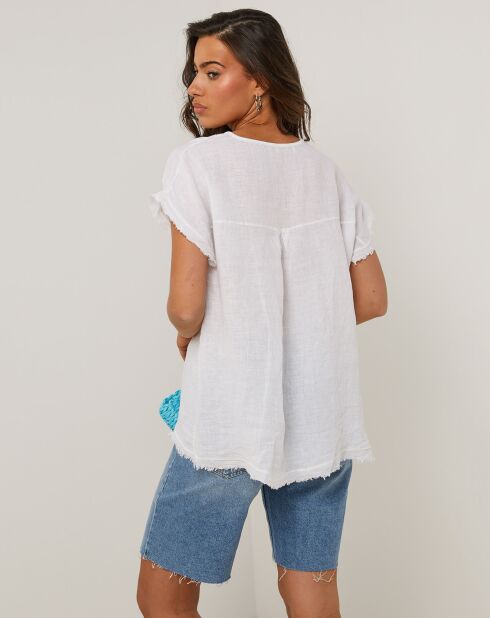 Witte top van 100% linnen Axel