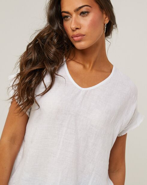 Witte top van 100% linnen Axel