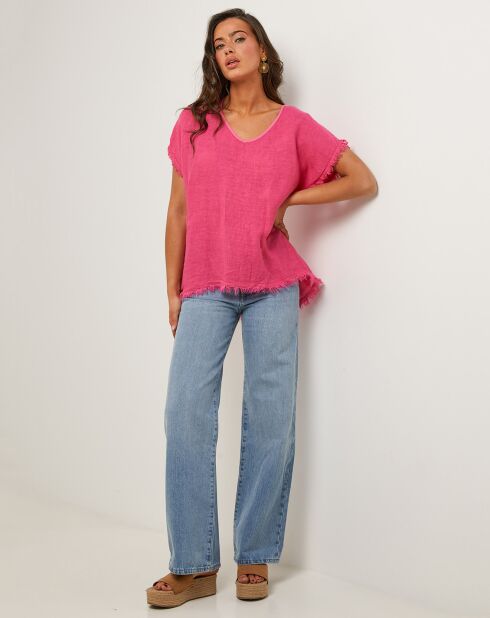 Axel fuchsia top van 100% linnen